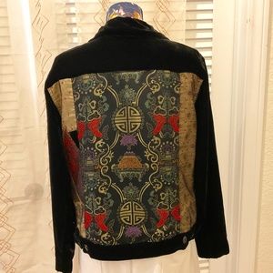 Chico’s Design brocade Asian inspired velvet jacket Size 1